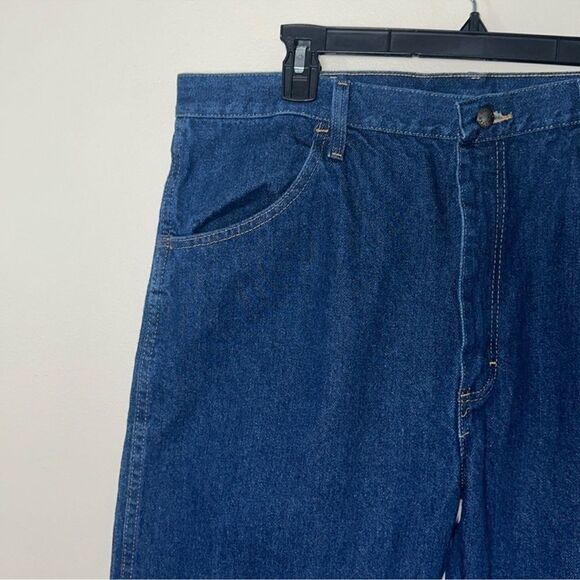 RUSTLER x WRANGLER 38 x 30 Vintage Dark Wash Regular Fit Four Pocket Jeans - Picture 7 of 13